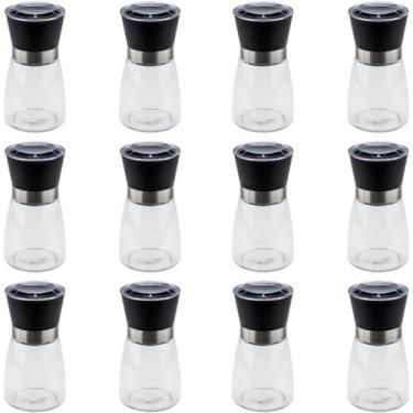 Imagem de Kit 12 Moedores de Sal e Pimenta Lyor 170ml Vidro Moinho de Cerâmica e