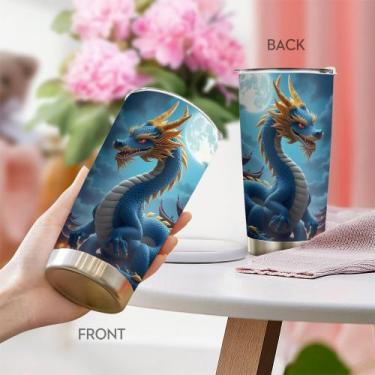 Imagem de Caneca de viagem Oasisdream Tumbler de aço inoxidável 600mL com tampa