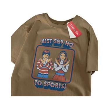 Imagem de Camiseta Masculina De Verão Oversized Em Algodão Com Decote Redondo, E