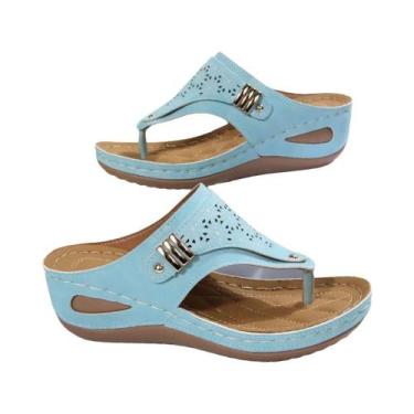 Imagem de Sandálias Ortopédicas Femininas Respiráveis Com Salto Anabela, Confort
