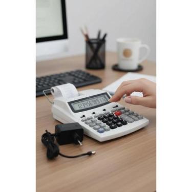 Imagem de Calculadora Impressora 12 Dígitos Bivolt Branca - Congratulations Stor