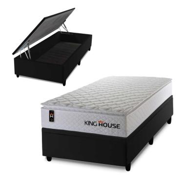 Imagem de Cama Box Baú New Moon 96x203 com Molas Ensacadas King House