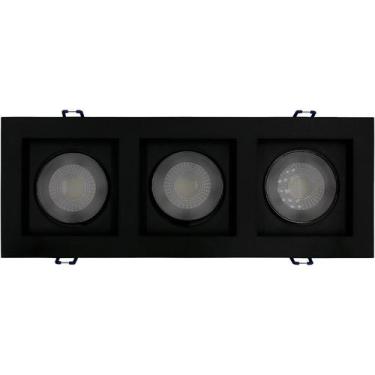 Imagem de Spot led triplo direcionavel recuado embutir preto 15w branco frio 600