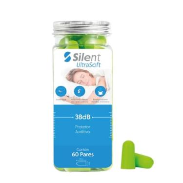 Imagem de Protetor Auricular Silent Ultra 60 Pares 38dB mais alto NRR, Protetor de ouvido confortáveis ​​para dormir, viajar, concertos, estudar, ruído alto, trabalhar (Verde)