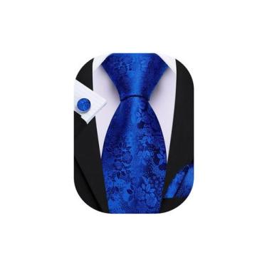 Imagem de Corbata Barry.Wang Floral Azul Real de Seda 150cm - Set