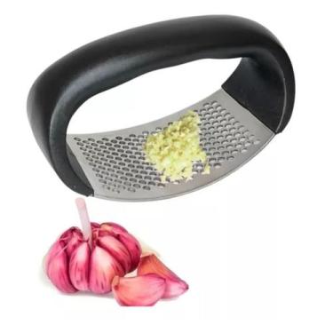 Imagem de Espremedor Amassador Triturador De Alho Manual Cozinha Inox - bigeterd