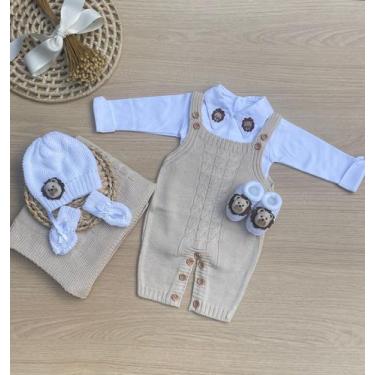 Imagem de Saída de Maternidade 6 Peças Leãozinho  Tricot com Body, Manta e Acess