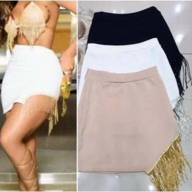 Imagem de Saia com franja na lateral - Donna Burguesa , Preto, M