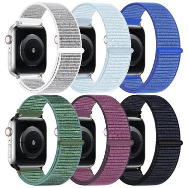 Imagem de Pulseira de relógio ONFNZ Nylon Sport Loop, pacote com 6 para Apple Wa