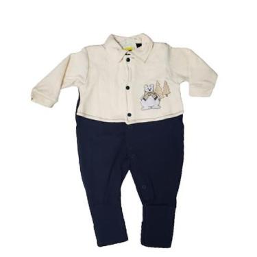Imagem de Macacão bebê suedine 100% algodão bordado  bloomys tam m, Azul, M