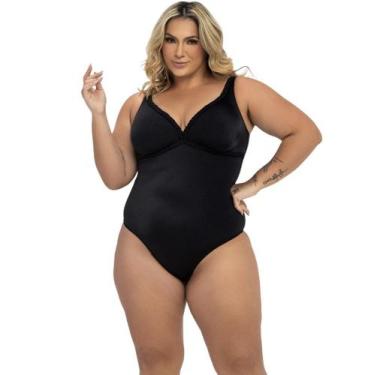 Imagem de Maiô Plus Liso sem Bojo Decote Trança Banho de Mar - Dilady, Preto, 48