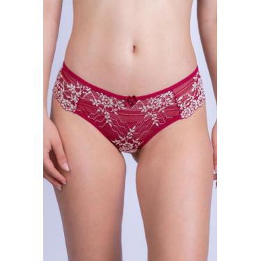 Imagem de Calcinha Fio Dental de Renda - Stella Bernardi, P, Vermelho, Branco