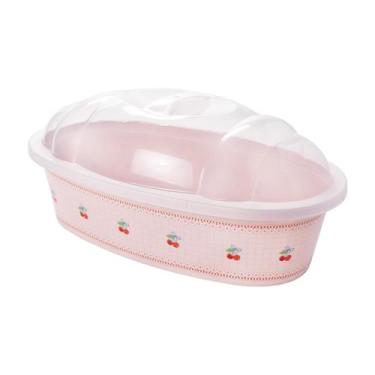 Imagem de Porta Pão de Plástico com Tampa Café da Manhã NOVA COLEÇÂO ROSA 3,15L 