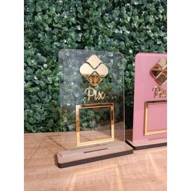 Imagem de Placa Pix 10x15cm Acrílico Cristal ou Pintada para Pagamento Rápido QR