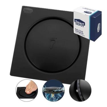 Imagem de Ralo Click Metal QUADRADO BLACK 9,4x9,4cm Smart DEPOT