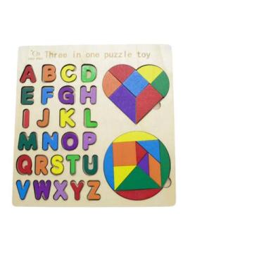 Imagem de Brinquedo Educativo Infantil Montessori Abc Puzzle Madeira - Sem marca