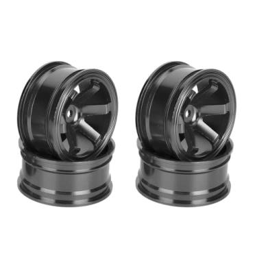 Imagem de Rim de roda RC, estável 1/10 fácil de instalar Rim de roda de carro RC 4pcs durável para 1/10 de carro RC para carro de tração RC(Cinco falavam preto)