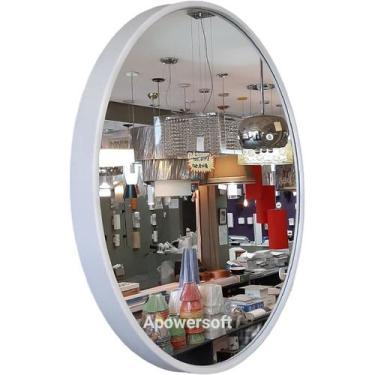 Imagem de Espelho Redondo Decorativo 50cm Com Moldura Em Alumínio Design Recuado