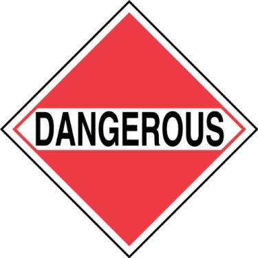 Imagem de Accuform Placa DOT Signs MPLM01VS1 de cargas mistas de vinil adesivo, legenda "Dangerous", 26 cm de largura x 26 cm de comprimento, preto em branco/vermelho