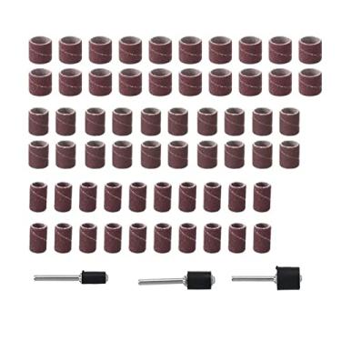 Imagem de 60pcs Brown Drum Sanding Bands Abrasivo Nail Art Sanding Bands Polimento para Nail Brill Ferramenta SET + 3PCS 1/2 3/8 1/4 "Mandris YYDFPIIA