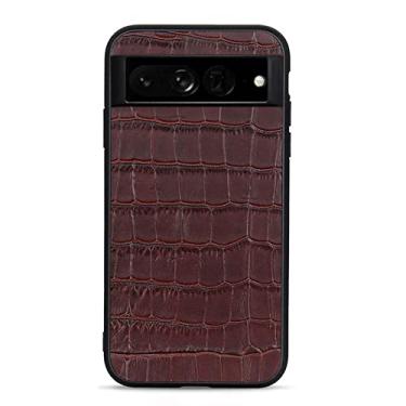 Imagem de Capa para Google Pixel 6/6 Pro, capa protetora ultrafina de couro PU com estampa de crocodilo clássico, à prova de choque, antiarranhões, marrom, 6 Pro 17 cm