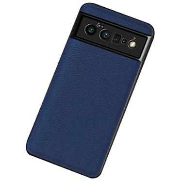 Imagem de Capa de couro para Google Pixel 6/6 Pro, capa antiderrapante de couro premium à prova de choque capa traseira fina, proteção antiarranhões, azul, 15 cm