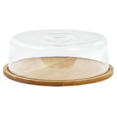 Imagem de Porta Bolo Ecokitchen em Bambu  com Tampa Acrílico 27,5x9 cm Mimo Style