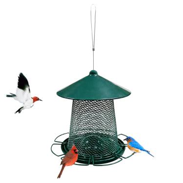 Imagem de Alimentadores de pássaros à prova de esquilo para pendurar no exterior, alimentador de pássaros mesa de pássaros, estação de alimentação de pássaros, decoração de jardim para amantes de pássaros, verde