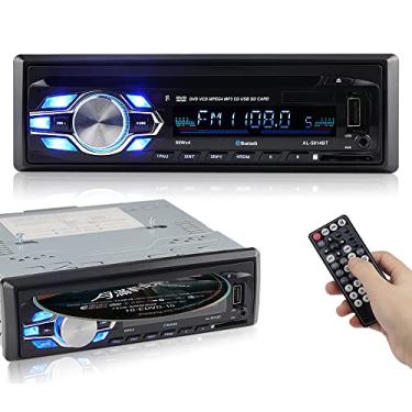 Imagem de PolarLander Rádio de carro Bluetooth no painel do carro 1Din FM USB SD, entrada auxiliar, leitor de CD de DVD com controle remoto e mãos livres