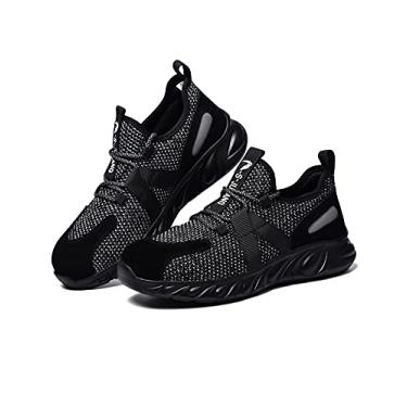 Imagem de Bestgift Botas de Segurança Sapatos Tênis com Biqueira de Aço Calçados de Trabalho e Utilitários Botas de Trabalho Cinza 39.5