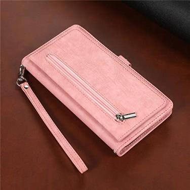 Imagem de Capa de telefone de couro com alça longa para Samsung Galaxy A13 A23 A33 A53 A12 A22 A32 A52 S A51 A71 Zíper Carteira Multi Carteira, Rosa, para Samsung A51 (5G)