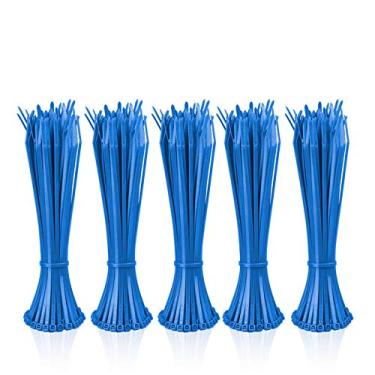 Imagem de abraçadeiras de zíper (500 peças) autotraváveis de nylon de 20 cm azul