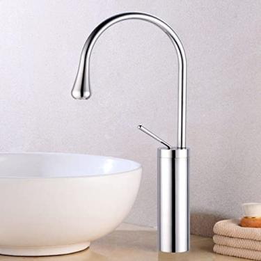 Imagem de Torneira de bacia de alavanca única 360 rotação bico misturador de bronze torneira para cozinha ou banheiro bacia de água misturador escova de ouro, cromo, alto, China
