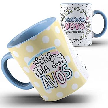 Imagem de Caneca azul gratidão vovó feliz dia avós