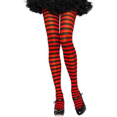 Imagem de Traje de Halloween de Natal Meias Listradas Sortidas Meias-calça com pés de comprimento total para roupas femininas Acessório meia-calça feminina com design