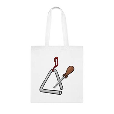 Imagem de Sacola triangular de percussão com ilustração de desenho animado, presente divertido, bolsa de ombro, bolsas reutilizáveis, ideia de presente de cesta de Natal de aniversário, Branco