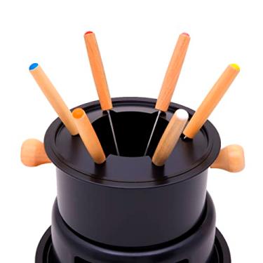 Imagem de Mimo Style Conjunto Para Fondue 16cm na Cor Preta, Feito em Aço Inox e Madeira. Ideal Para Servir Fondue Doce ou Salgado e Seus Acompanhamentos Preferidos, Modelo: ASF22161