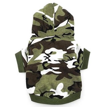 Imagem de SMALLLEE_LUCKY_STORE BFL002-S Moletom verde exército com capuz camiseta de Natal camiseta roupas para cães pequenos fantasia - camuflagem verde (pequeno (peito 35 cm)