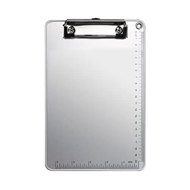 Imagem de Painel de alumínio reciclado Chris.W A4 com clipe de perfil baixo e orifício para pendurar – papelaria em escala dupla de cm e polegadas, Silvery, 6 x 9 inches