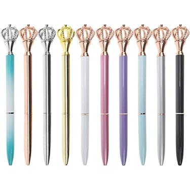 Imagem de Oddmoal Canetas coroa de 10 peças, canetas esferográficas de metal com tinta preta, ponta média de 1,0 mm