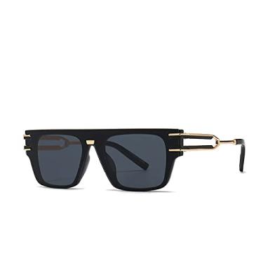 Imagem de Óculos de sol quadrado fashion feminino masculino designer gradiente tons pretos uv400 óculos de sol de viagem, preto preto, tamanho único