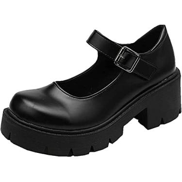 Imagem de Sapatos Femininos Ulalaza Plataforma Mary Janes Sweet Toe Tornozelo Lolita Gótico Sapatos Sapatos Sapatos Plataforma Chunky Sapatos Femininos de Couro Envernizado