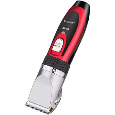 Imagem de Cortador de cabelo super silencioso bateria sem fio máquina de corte de cabelo elétrica recarregável aparador de cabelo conjunto de barbeiro para casa (vermelho)