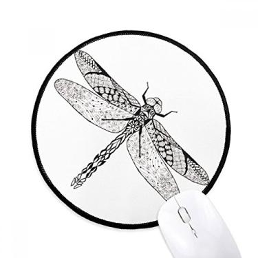 Imagem de DIYthinker Dragonfly Animal Portrait Sketch Mouse Pad Desktop Office Tapete Redondo para Computador