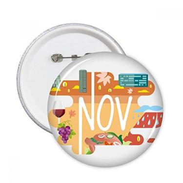 Imagem de Ilustração do mês de novembro, estação de novembro, alfinetes redondos, emblema, acessórios, decoração