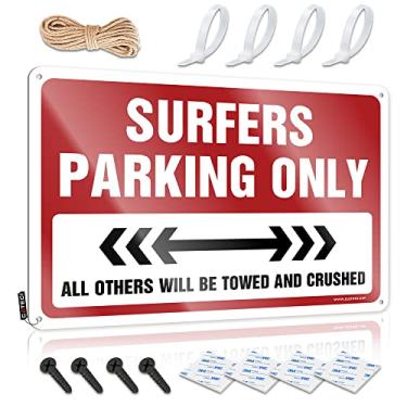 Imagem de Placas de lata engraçadas vintage surfistas estacionamento apenas placa de lata decoração de escritório para homens decoração de quarto engraçada (tamanho: 30X40cm)