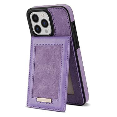 Imagem de Capa de couro com zíper para iPhone 14 13 Pro Max 12 Mini 11 X XR XS 7 8 Plus Carteira para telefone com suporte para cartão de crédito, roxo, para iPhone 13 Pro