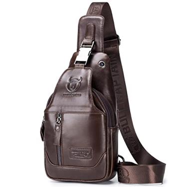 Imagem de DOYING Mochila de couro masculina tiracolo à prova d'água mochila de ombro para caminhadas ciclismo montanhismo viagem