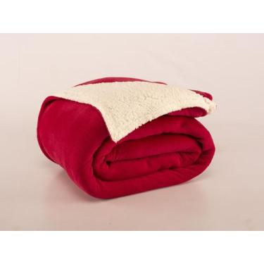 Imagem de Cobertor Solteiro Mantinha Soft Plush Com Sherpa Cereja - Realezza Cas