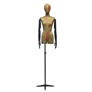 Imagem de Female Mannequin Torso Corpo de torso de manequim feminino, manequins de meio corpo de altura ajustável com braços de madeira, adereços de modelo de loja de noivas para exibição realista de roupas (C